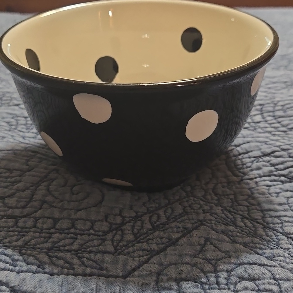 Black and White Polka Dot Candy Bowl 6 x 4 Inches - Picture 4 of 4
